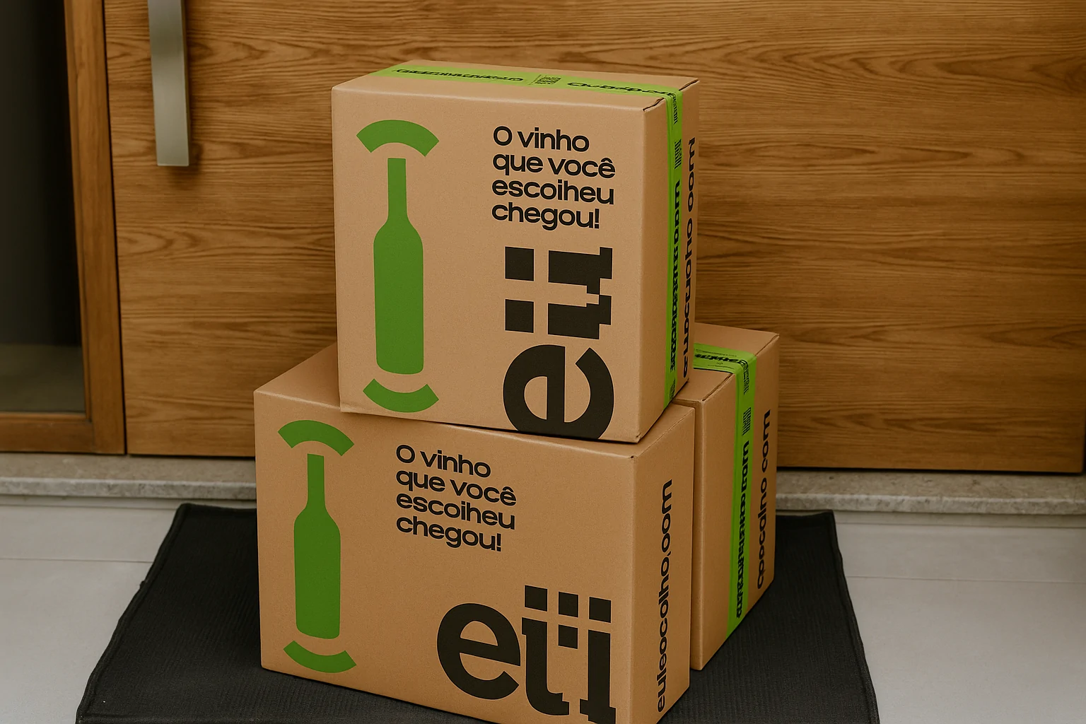 Cliente abrindo caixa de vinhos personalizados escolhidos no EUESCOLHO.COM.