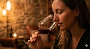 Pessoa analisando aromas do vinho para escolher melhor